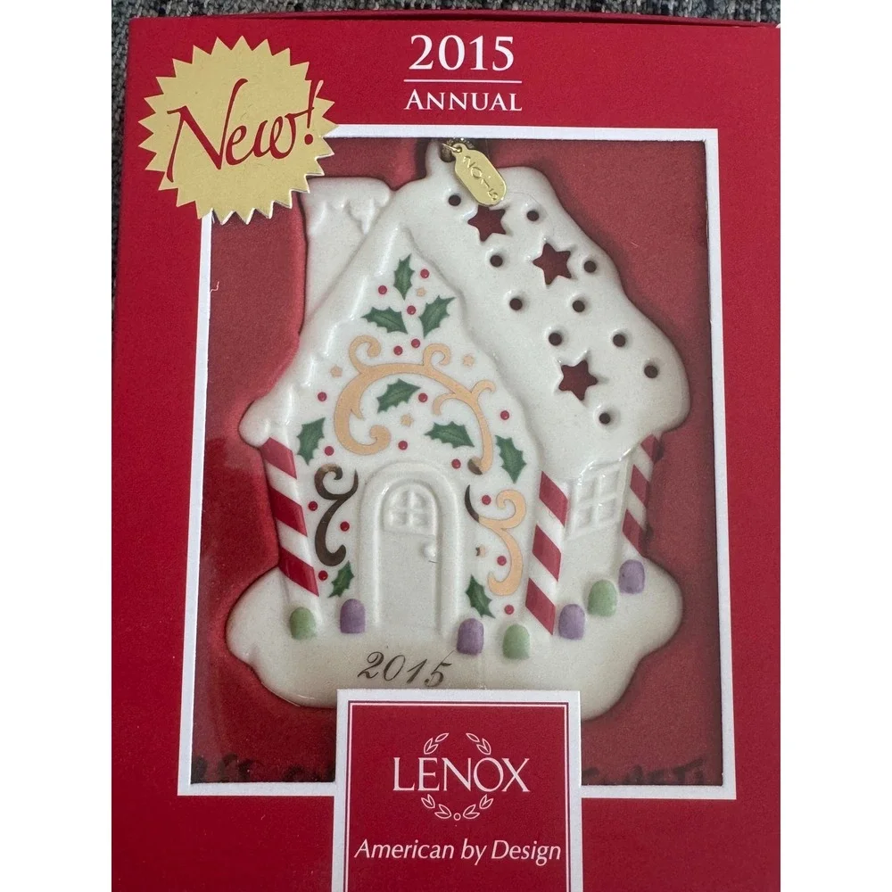 Lenox 2015 Annual Joyous Tidings House Ornament Ivory China Gold Accents 853548
